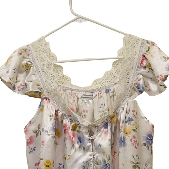 Fantasies By Morgan Taylor Women's Floral Nightgown With Lace Trim - Size S - Picture 3 of 7